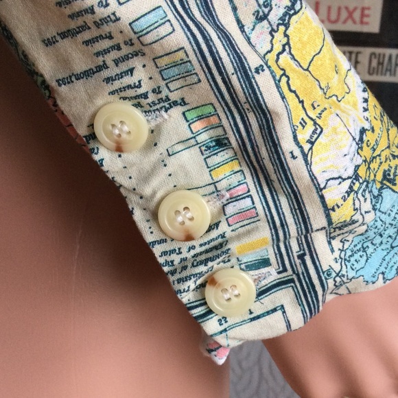 Rare ModCloth Go Global Map Atlas Blazer M - Picture 5 of 6